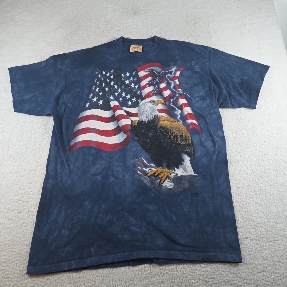 The Mountain Shirt Mens Size 2XL Blue American Flag Bald Eagle Independence 2001